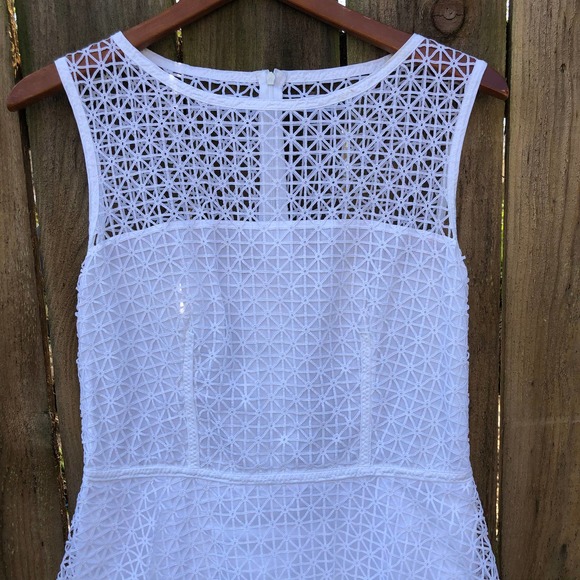 Escada Lace White Dress Fitted Bodice A Line US 8 - Picture 5 of 15